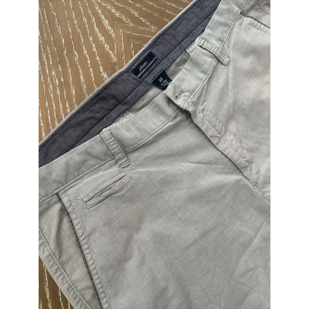 Johnnie O Shorts Mens 38 Gray Flat Front Pima Cotton/ Spandex Chino ~ EXCELLENT